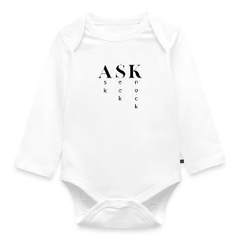 Ask, Seek, Knock - Organic Longsleeve Baby Bodysuit - white - Front