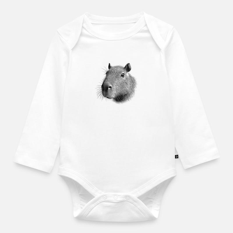 Capybara - Baby Bio-Langarm-Body - Weiß