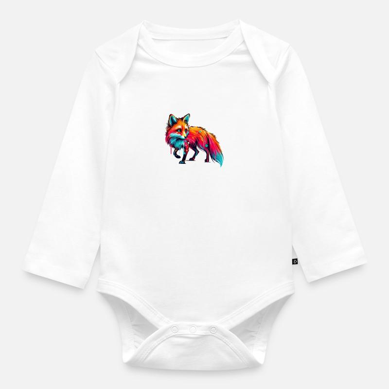 Peinture Fox - Body Bébé bio manches longues - blanc