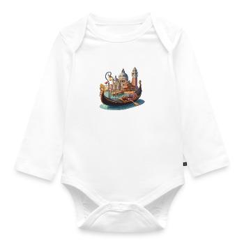 Venice gondola lift - Organic Longsleeve Baby Bodysuit - white - Front