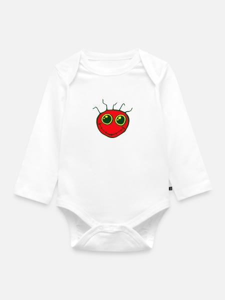 Fantazia Smiley Face - Baby Bio-Langarm-Body - Weiß