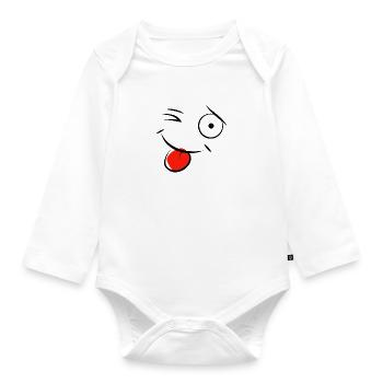 face - Organic Longsleeve Baby Bodysuit - white - Front