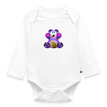 Teddybaer und Honig in Lila - Baby Bio-Langarm-Body - Weiß - Vorne