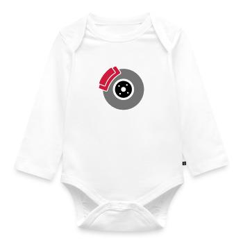 Scheibenbremse mit Bremssattel - Baby Bio-Langarm-Body - Weiß - Vorne