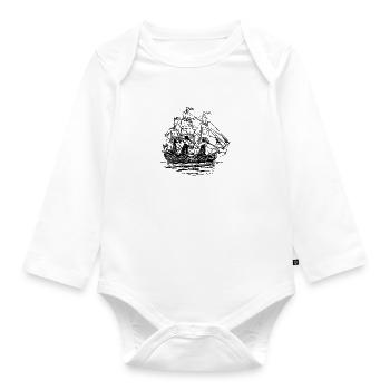 pirate ship boat pirate pirate ship ship skull1 - Organic Longsleeve Baby Bodysuit - white - Front