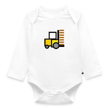 forklift fork lift truck stacker pallet pallet - Organic Longsleeve Baby Bodysuit - white - Front