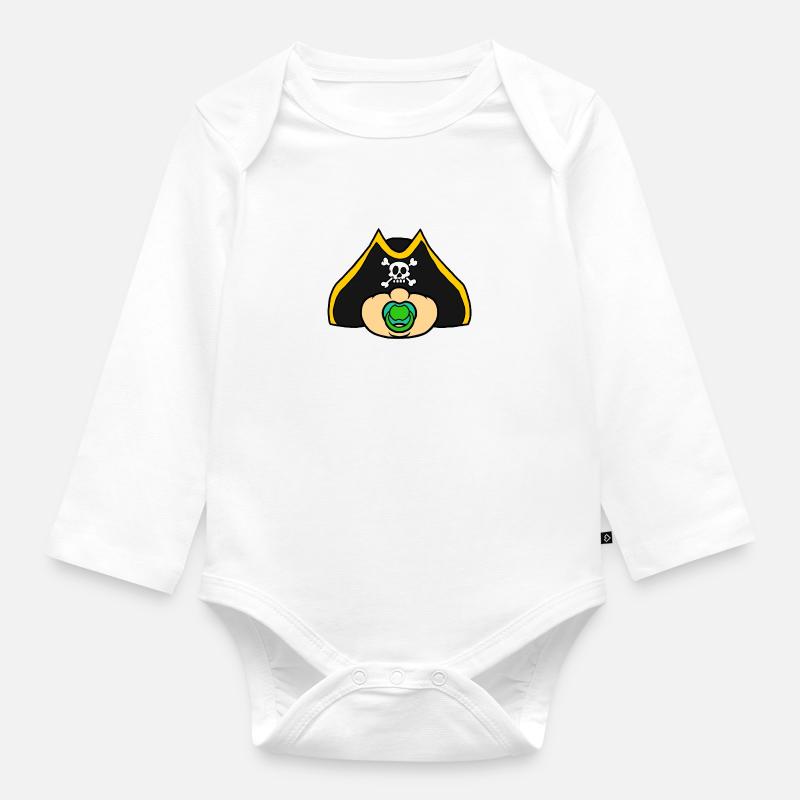 Pirate - Body Bébé bio manches longues - blanc