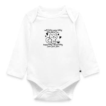 soft kitty, warm kitty, little ball of fur... - Organic Longsleeve Baby Bodysuit - white - Front