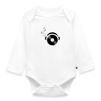 Vinyl DJ - Baby Bio-Langarm-Body - Weiß - Vorne