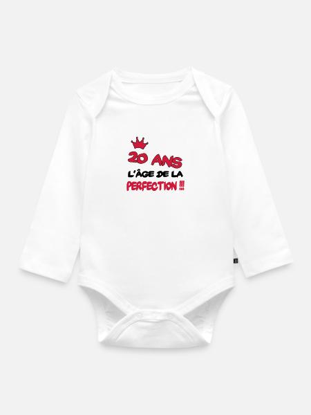 20 ans l'âge de la perfection - Baby Bio-Langarm-Body - Weiß