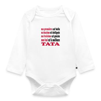 Ma première est belle C'EST LA MEILLEURE TATA 333 - Organic Longsleeve Baby Bodysuit - white - Front