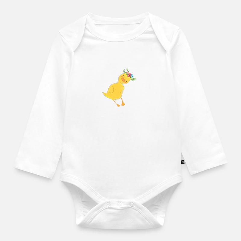 canard - Body Bébé bio manches longues - blanc