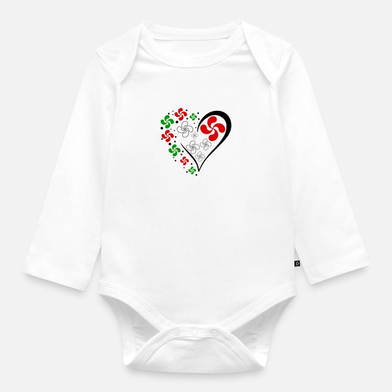 Cœur Basque - Body Bébé bio manches longues - blanc