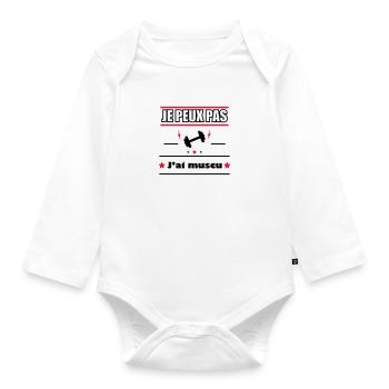 Je peux pas j'ai muscu - musculation - Body Bébé bio manches longues - blanc - Devant