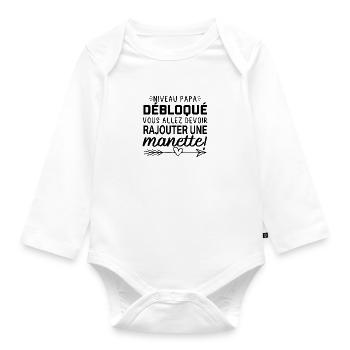 niveau papa débloqué, rajouter une manette - Body Bébé bio manches longues - blanc - Devant