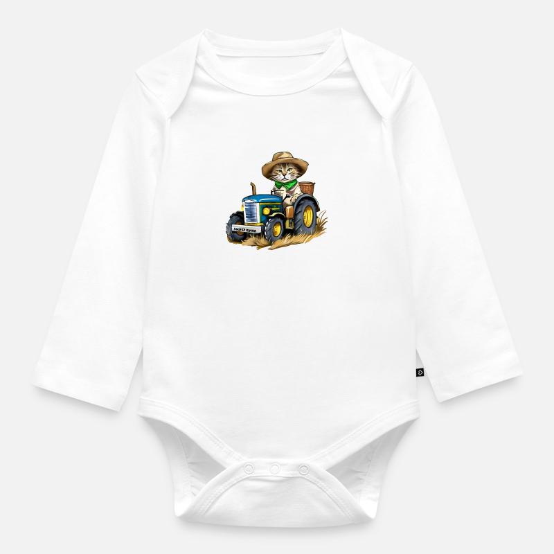 bauer katze - Baby Bio-Langarm-Body - Weiß