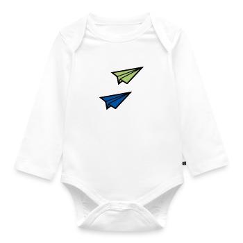 papierflieger - Baby Bio-Langarm-Body - Weiß - Vorne