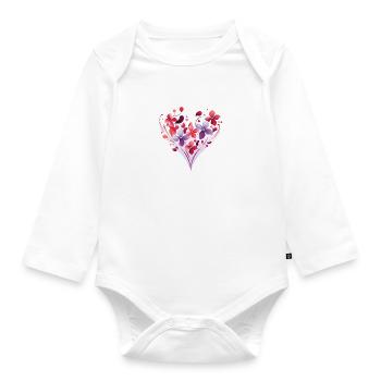 Coeur floral - Body Bébé bio manches longues - blanc - Devant