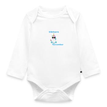 Einhorn - Baby Bio-Langarm-Body - Weiß - Vorne
