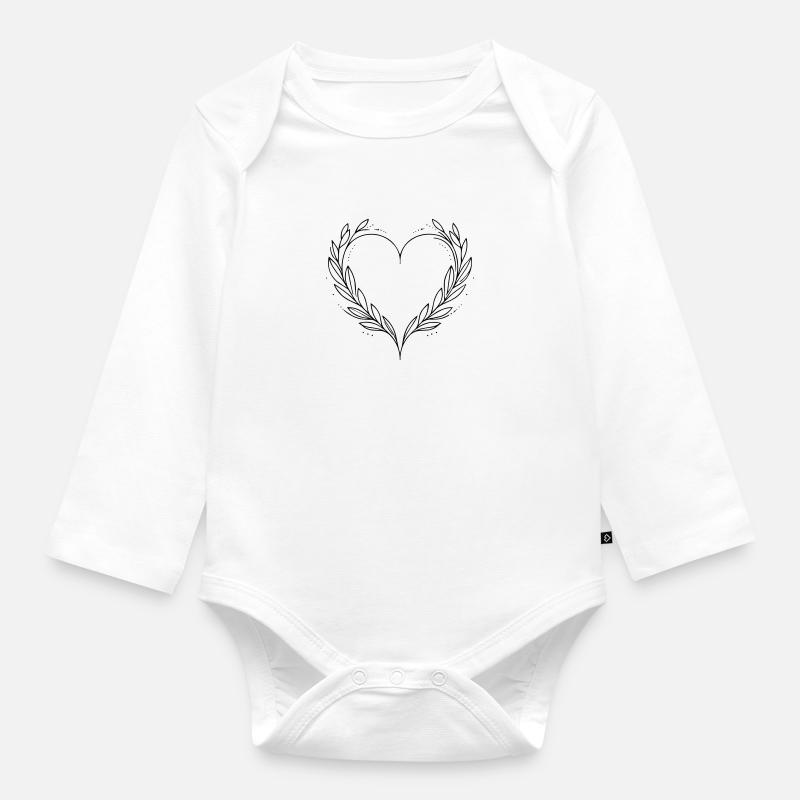 Cœur - Body Bébé bio manches longues - blanc