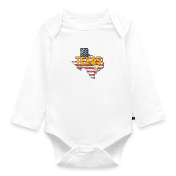Texas State United States Map - Organic Longsleeve Baby Bodysuit - white - Front