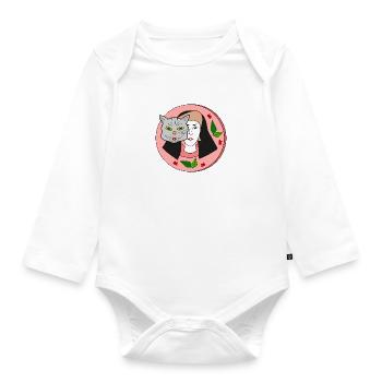 Cat Lady - Baby Bio-Langarm-Body - Weiß - Vorne