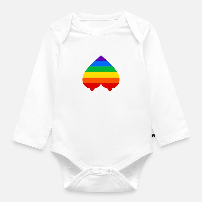 Regenbogen - Baby Bio-Langarm-Body - Weiß