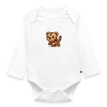 Tigre en bois - Body Bébé bio manches longues - blanc - Devant