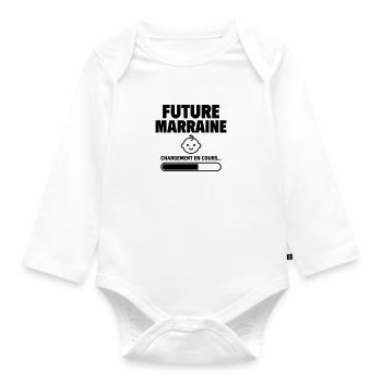 Annonce grossesse Future marraine - Body Bébé bio manches longues - blanc - Devant