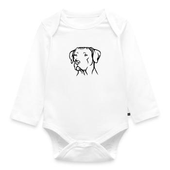 Rhodesian Ridgeback - Baby Bio-Langarm-Body - Weiß - Vorne