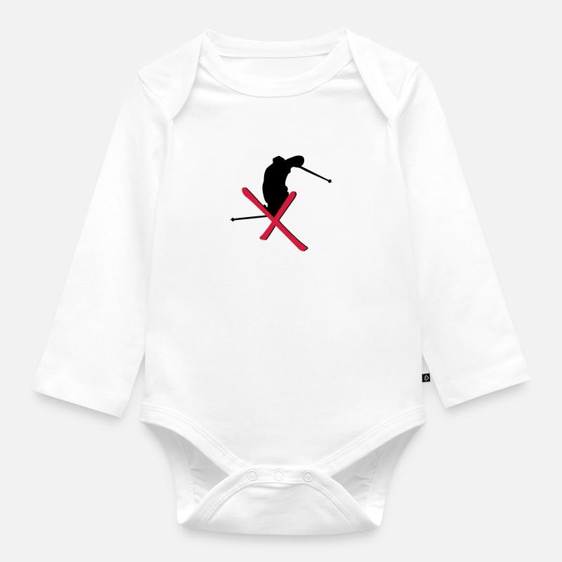 Ski - Freestyle - Baby Bio-Langarm-Body - Weiß