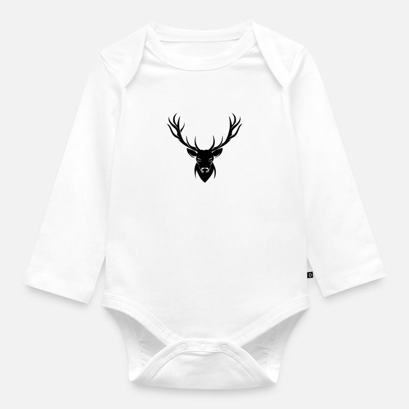 cerf - Body Bébé bio manches longues - blanc