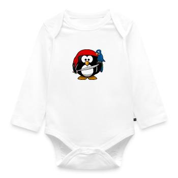 Pirate Penguin - Body Bébé bio manches longues - blanc - Devant