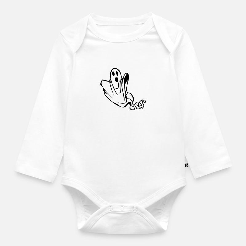 fantôme - Body Bébé bio manches longues - blanc