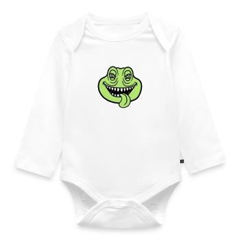 gesicht kopf monster boese schlange gefaehrlich la - Baby Bio-Langarm-Body - Weiß - Vorne