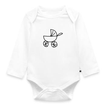 Kinderzeichnungen: Kinderwagen - Organic Longsleeve Baby Bodysuit - white - Front