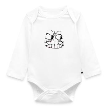 head face evil evil - Organic Longsleeve Baby Bodysuit - white - Front