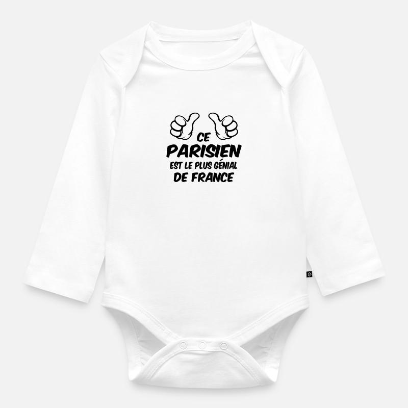 Paris / / Foot / / Marseille / Papa - Body Bébé bio manches longues - blanc