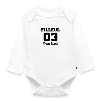 filleul 03 pour la vie - Organic Longsleeve Baby Bodysuit - white - Front