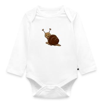 Snail funny wink - Organic Longsleeve Baby Bodysuit - white - Front
