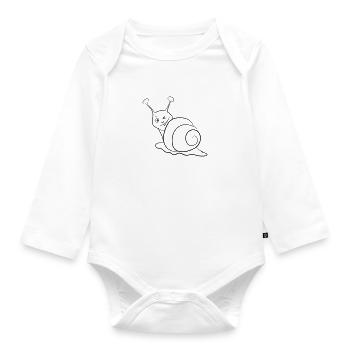 Snail funny wink - Organic Longsleeve Baby Bodysuit - white - Front