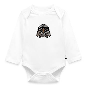 Kopf-Adler-Zeichnung Phantasie - Baby Bio-Langarm-Body - Weiß - Vorne