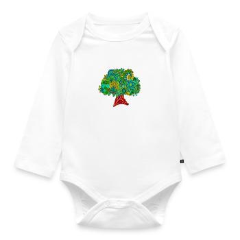 Mandala Tree of Life for Prosperity, Wealth & Happiness - Organic Longsleeve Baby Bodysuit - white - Front