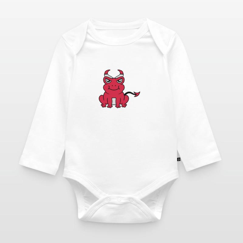 Devil Horns Frog Demon Organic Longsleeve Baby Bodysuit