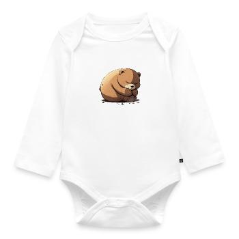 Meenee the sleeper bear - Organic Longsleeve Baby Bodysuit - white - Front