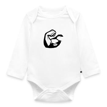 Muscles biceps - Organic Longsleeve Baby Bodysuit - white - Front
