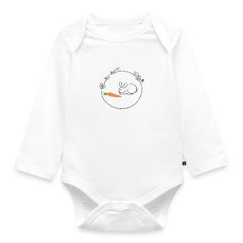 Lapin avec carotte cadeau de Pâques - Body Bébé bio manches longues - blanc - Devant