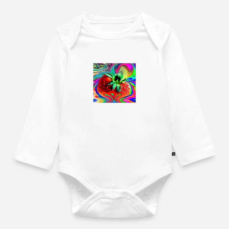 Fraise - Body Bébé bio manches longues - blanc