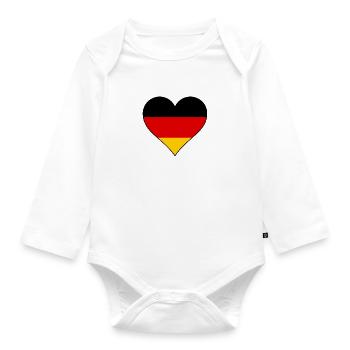 Deutschland Herz Nationalfarben - Baby Bio-Langarm-Body - Weiß - Vorne