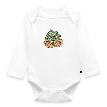 Big money flying to you for wealth and prosperity. - Organic Longsleeve Baby Bodysuit - white - Front